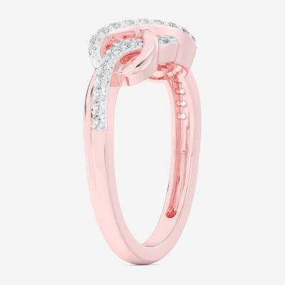 (G-H / Si1-Si2) Womens 1/5 CT. T.W. Lab Grown White Diamond 10K Rose Gold Infinity Bypass  Cocktail Ring