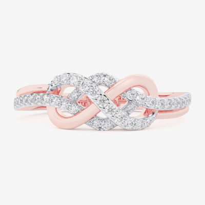 (G-H / Si1-Si2) Womens 1/5 CT. T.W. Lab Grown White Diamond 10K Rose Gold Infinity Bypass  Cocktail Ring