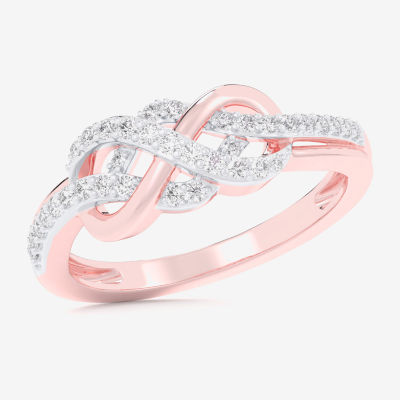 (G-H / Si1-Si2) Womens 1/5 CT. T.W. Lab Grown White Diamond 10K Rose Gold Infinity Bypass  Cocktail Ring