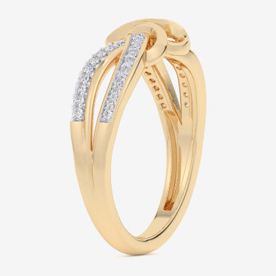 (G-H / Si1-Si2) Womens 1/6 CT. T.W. Lab Grown White Diamond 10K Gold Heart Bypass  Cocktail Ring