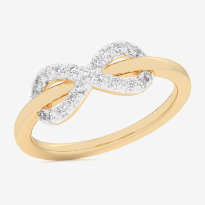 G-H / Si1-Si2) Womens 1/4 CT. T.W. Lab Grown White Diamond 10K Gold Infinity Bypass Cocktail Ring