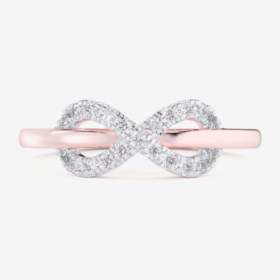 (G-H / Si1-Si2) Womens 1/4 CT. T.W. Lab Grown White Diamond 10K Rose Gold Infinity Bypass  Cocktail Ring