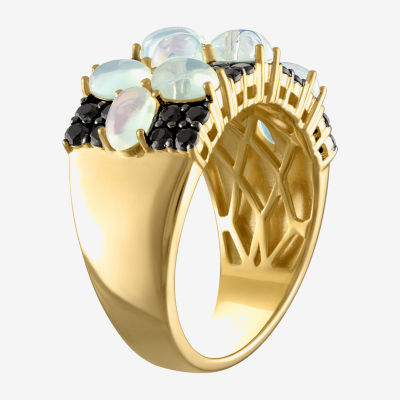 Womens Genuine White Opal 14K Gold Over Silver Cocktail Ring