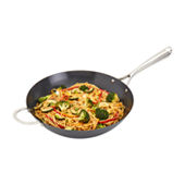 JOYCE CHEN Silver Carbon Steel Wok with Easy-Grab Birchwood Handle, 14 in.  J21-9978 - The Home Depot