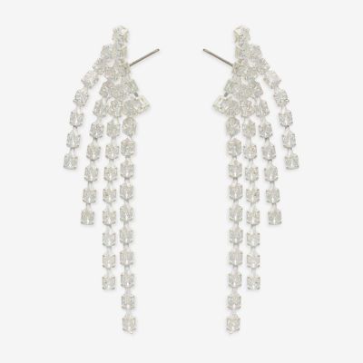 Bijoux Bar Silver Tone Cubic Zirconia Drop Earrings