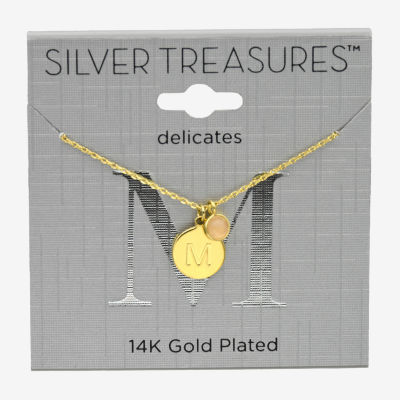 Silver Treasures Initial Quartz 14K Gold Over Brass 16 Inch Link Round Pendant Necklace