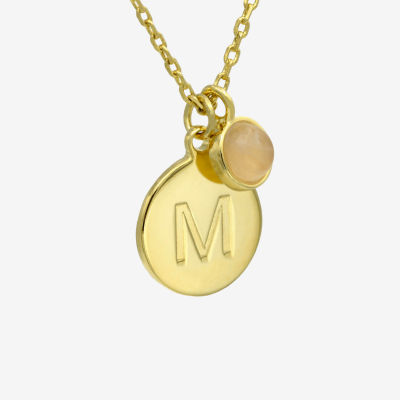 Silver Treasures Initial Quartz 14K Gold Over Brass 16 Inch Link Round Pendant Necklace