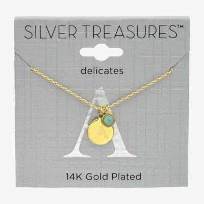 Silver Treasures Delicates Initial 14K Gold Over Brass 16 Inch Link Round Pendant Necklace