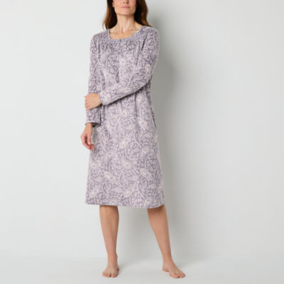 Adonna Womens Fleece Long Sleeve Square Neck Nightgown