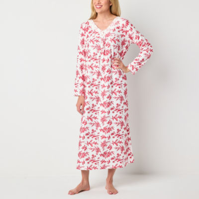 Adonna Womens Long Sleeve V Neck Nightgown