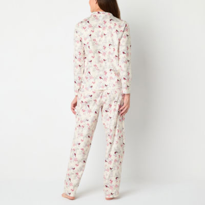 Adonna Womens Fleece Long Sleeve 2-pc. Pajama Sets