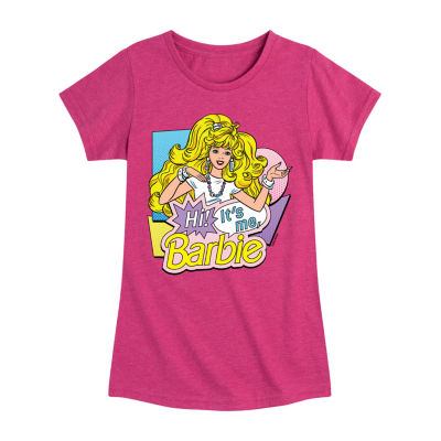 Big Girls Hi Its Me Crew Neck Short Sleeve Barbie T-Shirt