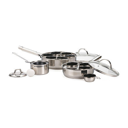 Design Imports Stainless Steel 6- Egg Poacher Set, One Size, Silver