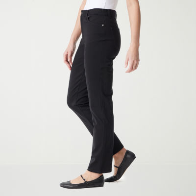 Gloria Vanderbilt Womens High Rise Straight Pull-On Pants