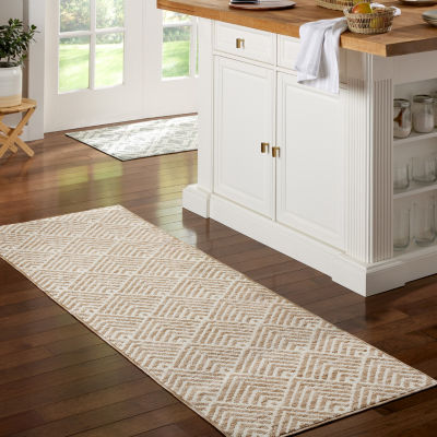 Town And Country Walker Geometric Washable 24" X 72" Indoor Rectangular Runner