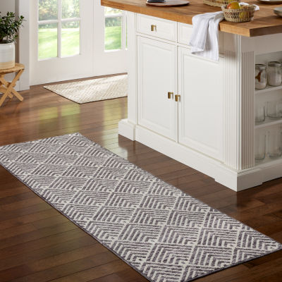 Town And Country Walker Geometric Washable 24" X 72" Indoor Rectangular Runner