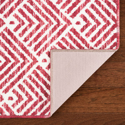 Town And Country Walker Geometric Washable 24" X 72" Indoor Rectangular Runner