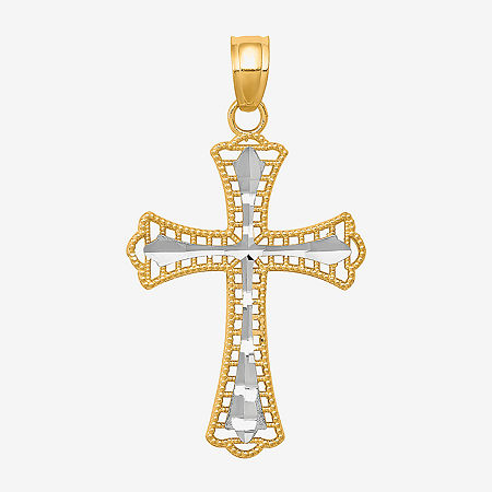 Unisex Adult 10K Gold Sterling Silver Cross Pendant, One Size