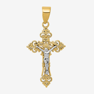 Crucifix Unisex Adult 10K Two Tone Gold Pendant