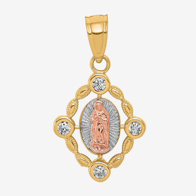 Our Lady Of Guadalupe Womens Cubic Zirconia 10K Two Tone Gold Pendant