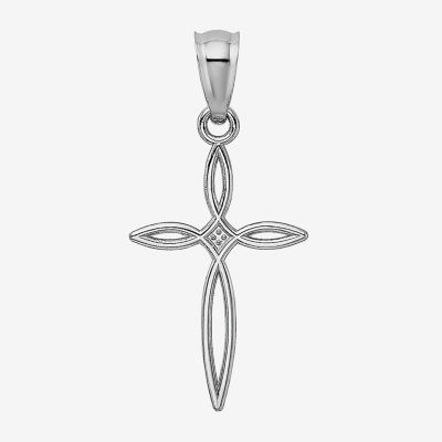 Womens 14K White Gold Cross Pendant