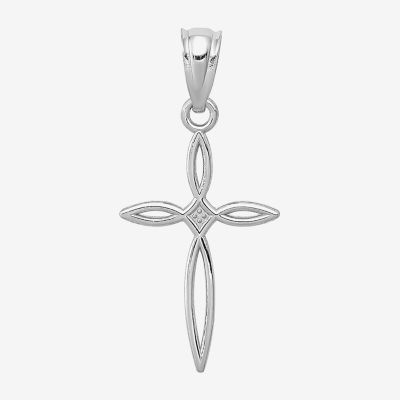 Womens 14K White Gold Cross Pendant