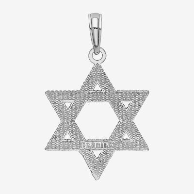 Star Of David Unisex Adult 14K White Gold Star Pendant