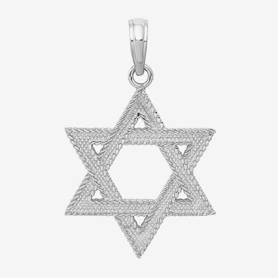 Star Of David Unisex Adult 14K White Gold Star Pendant