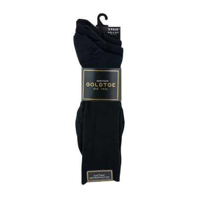 Gold Toe Cotton Metropolitan Dress 3 Pair Crew Socks Mens