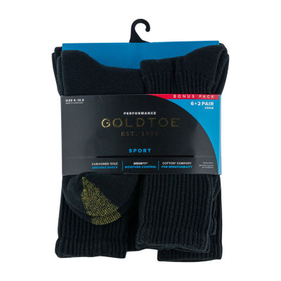 Gold Toe Athletic Sport Bonus Pack 8 Pair Crew Socks Mens