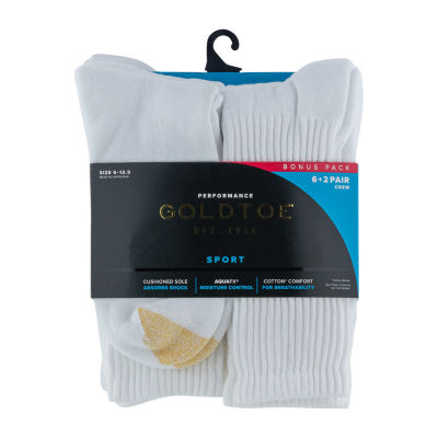 Gold Toe Athletic Sport Bonus Pack Mens 8 Pair Crew Socks