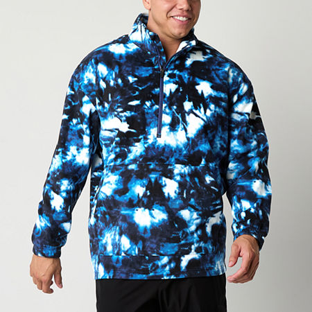 Xersion Polar Fleece Mens Big and Tall Long Sleeve Mock Neck Top, 3x-large, Blue