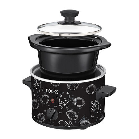 Cooks 1.5-Quart Football Print Slow Cooker, One Size, Black