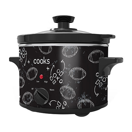 Cooks 1.5-Quart Football Print Slow Cooker, One Size, Black