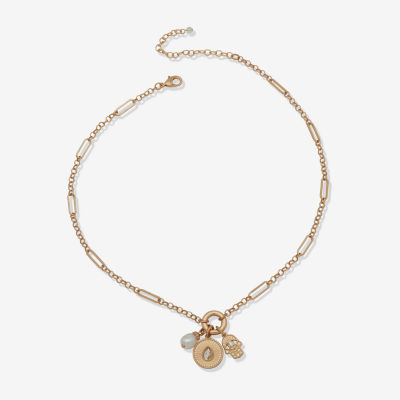 a.n.a Gold Tone Womens White 18 Inch Strand Necklace
