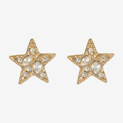 Bijoux Bar Gold Tone Glass 20mm Star Stud Earrings