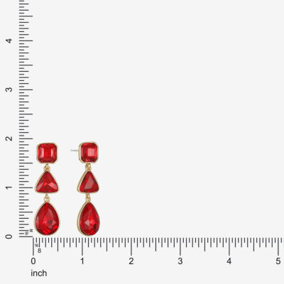 Monet Jewelry Gold Tone Womens Glass Triangle Cushion Hypoallergenic Drop Earrings