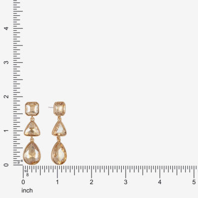 Monet Jewelry Gold Tone Womens Glass Triangle Cushion Hypoallergenic Drop Earrings