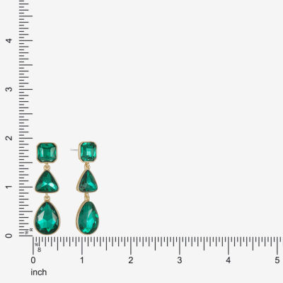 Monet Jewelry Gold Tone Womens Glass Triangle Cushion Hypoallergenic Drop Earrings