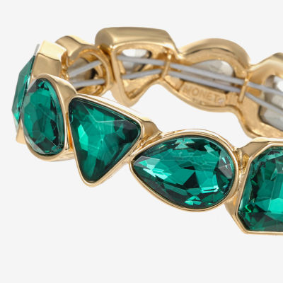 Monet Jewelry Gold Tone Womens Glass Triangle Cushion Stretch Bracelet