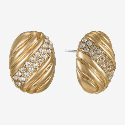 Monet Jewelry Gold Tone Pave Glass 19mm Oval Stud Earrings