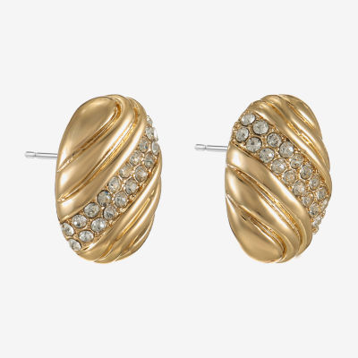 Monet Jewelry Gold Tone Pave Glass 19mm Oval Stud Earrings