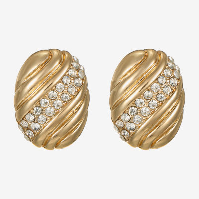 Monet Jewelry Gold Tone Pave Glass 19mm Oval Stud Earrings