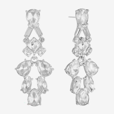 Monet Jewelry Timeless Silver Tone Womens Glass Hypoallergenic Drop Earrings