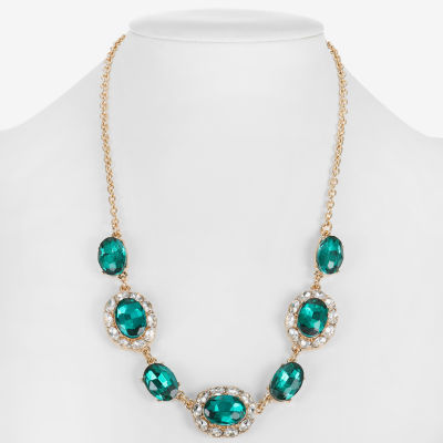 Monet Jewelry Gold Tone Halo Frontal Womens 17 Inch Collar Necklace