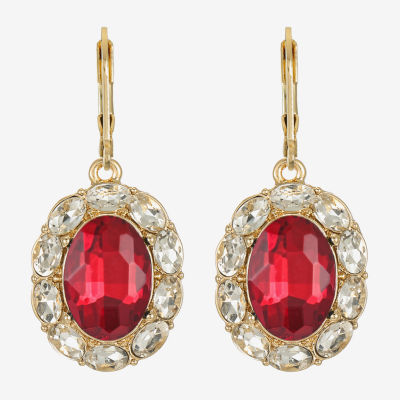 Monet Jewelry Gold Tone Halo Womens Glass Oval Drop Earrings