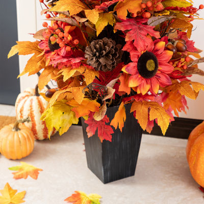 Glitzhome 36"H Fall Sunflower, Pinecone And Berry Porch Tree Thanksgiving Tabletop Decor