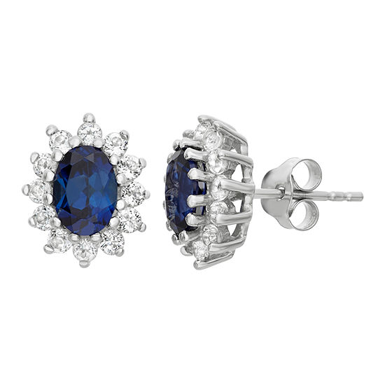 Lab Created Blue Sapphire Sterling Silver 12.2mm Stud Earrings