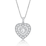 Womens Lab Created White Sapphire Sterling Silver Heart Pendant Necklace