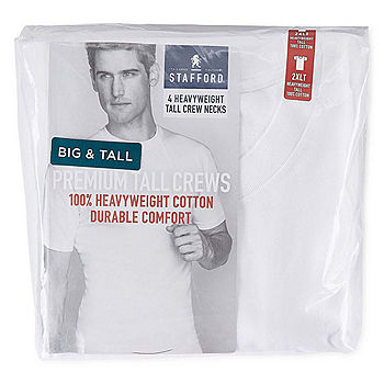 Stafford Men's Tall/Extra Tall 100% Heavy Weight Cotton V-Neck Undershirt,  White, Short Sleeve, 4 Pack (LT (Large Tall)) : : Clothing, Shoes  & Accessories